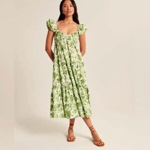 Abercrombie Women's Ruffle Sleeve Poplin Midaxi Dress